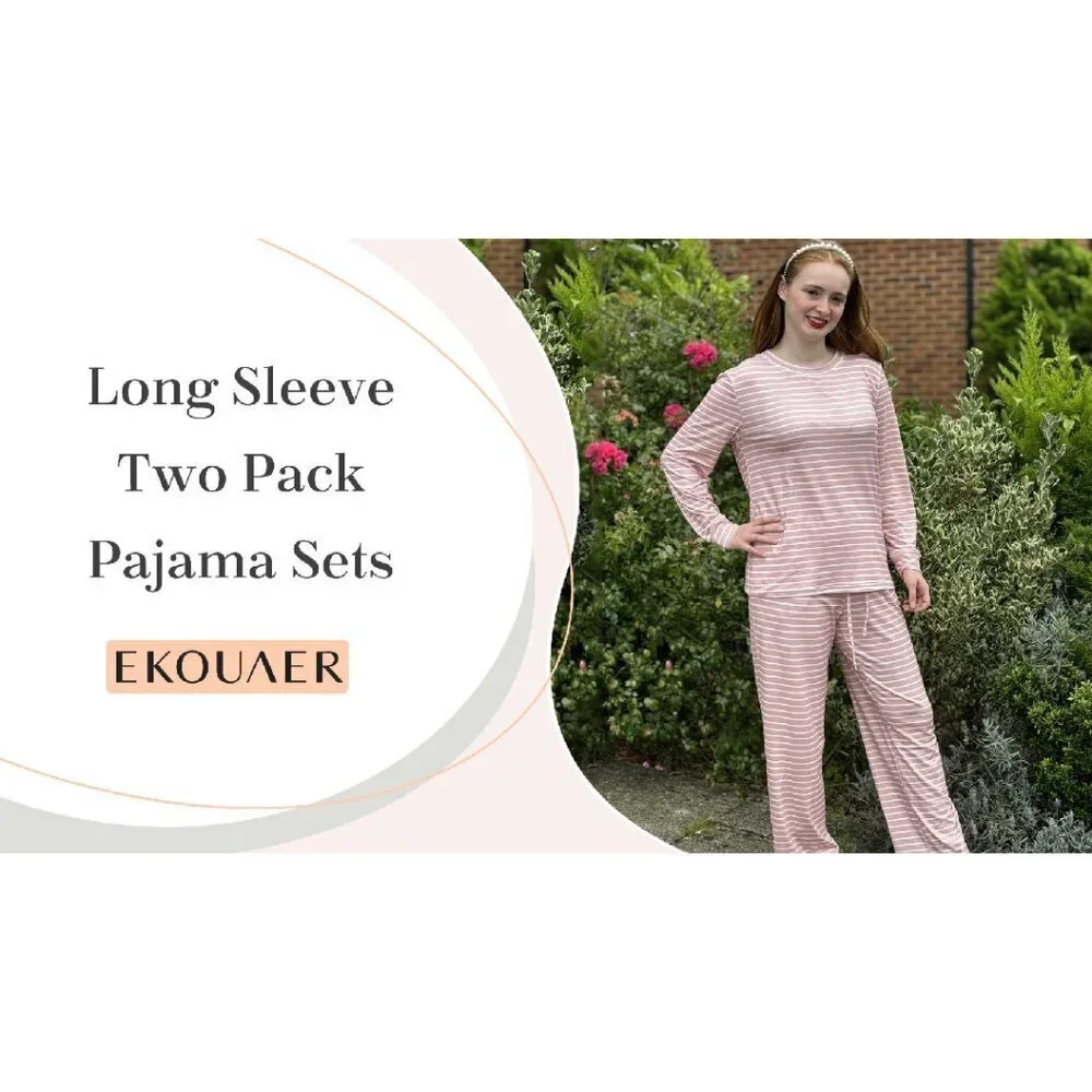 Women's 2-Pack Long Sleeve Pajama Set with Pockets, Soft Loungewear S-XXL